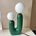 Table Lamp | Glass Resin Minimalist Dual Spherical Shade LED Lighting - Image 5