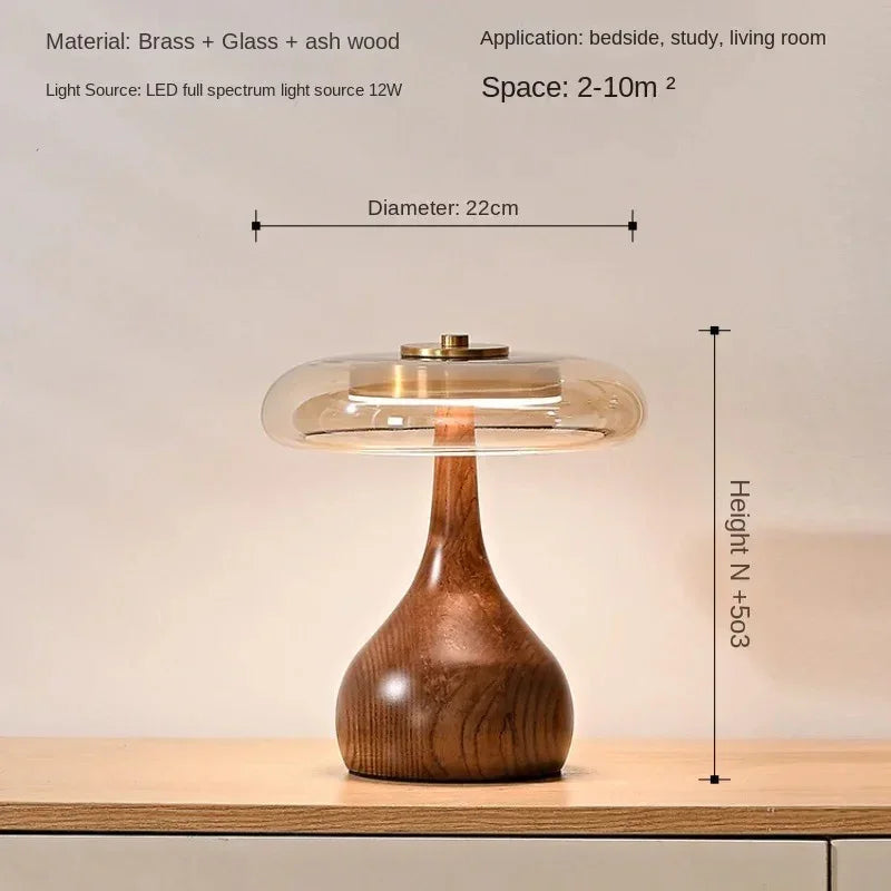 Table Lamp | Japanese Shoji Bamboo Wood Stained Glass Accent Light - Image 6