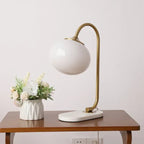 Marshmallow Metal Glass Table Lamp with round glass shade and modern design