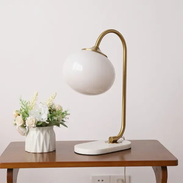 Marshmallow Metal Glass Table Lamp with round glass shade and modern design