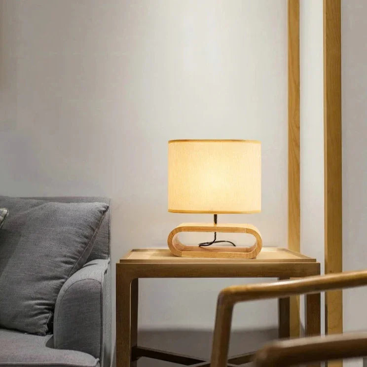 Table Lamp | Nordic Wood Base Soft Fabric Shade Ambient Lighting - Image 4