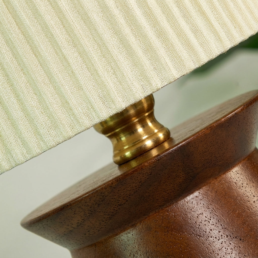 Retro Wood Striped Bedside Table Lamp | Minimalist Cozy Bedroom Light