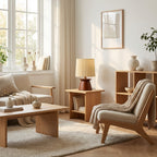 Retro Wood Striped Bedside Table Lamp | Minimalist Cozy Bedroom Light