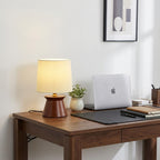 Retro Wood Striped Bedside Table Lamp | Minimalist Cozy Bedroom Light