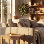 Table Lamp | Sculptural Brass Base with Elegant Glass Shade