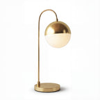 Table Lamp | Sculptural Brass Base with Elegant Glass Shade