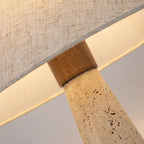 Table Lamp | Travertine Stone Base Modern Fabric Shade Versatile Lighting