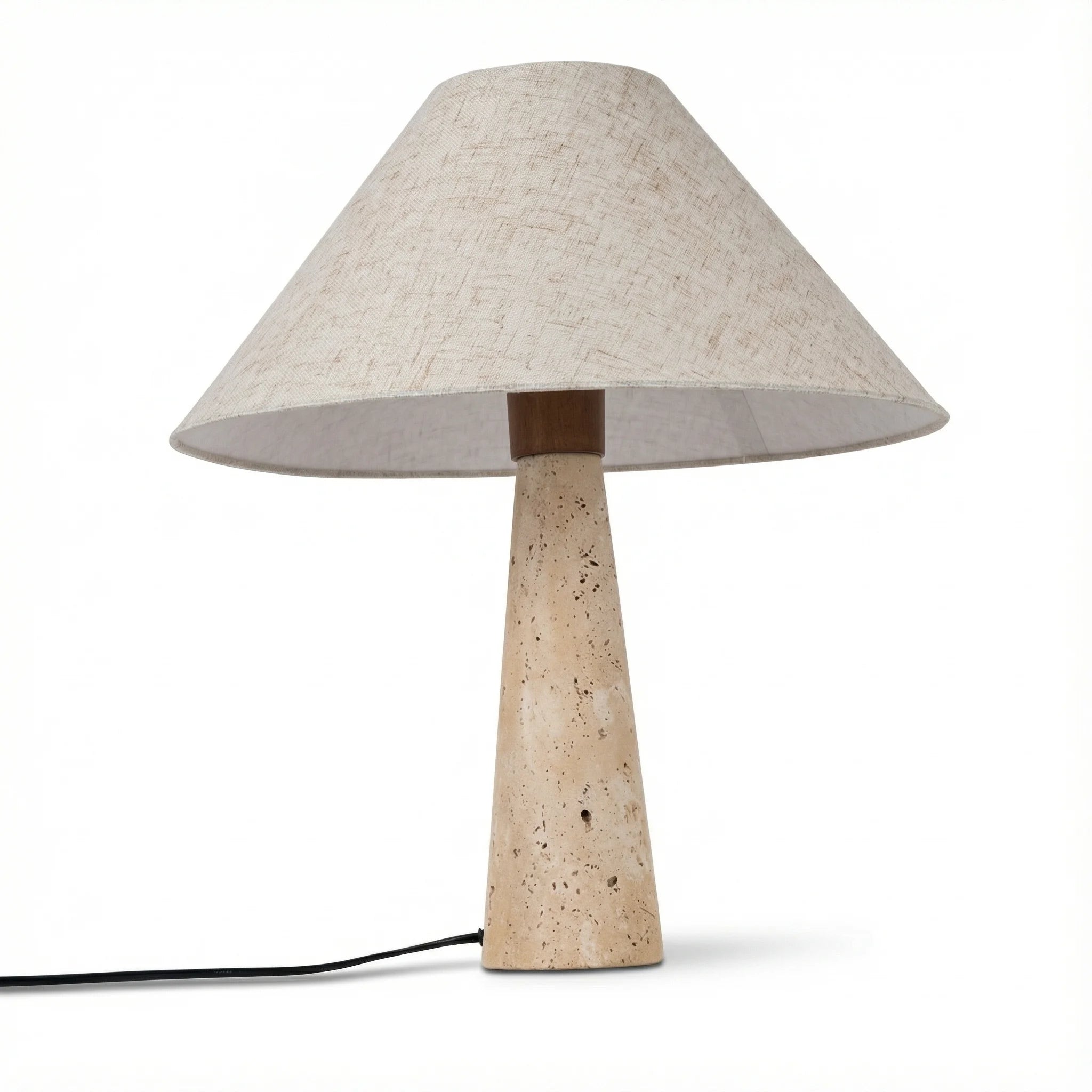 Table Lamp | Travertine Stone Base Modern Fabric Shade Versatile Lighting
